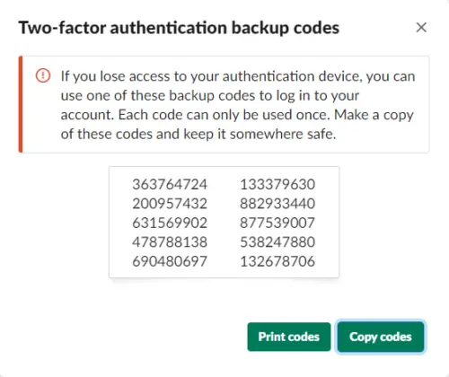 Slack two factor authentification not working