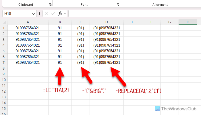 How to add parentheses in Excel