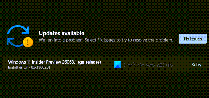 0xc1900201 Windows Update Error