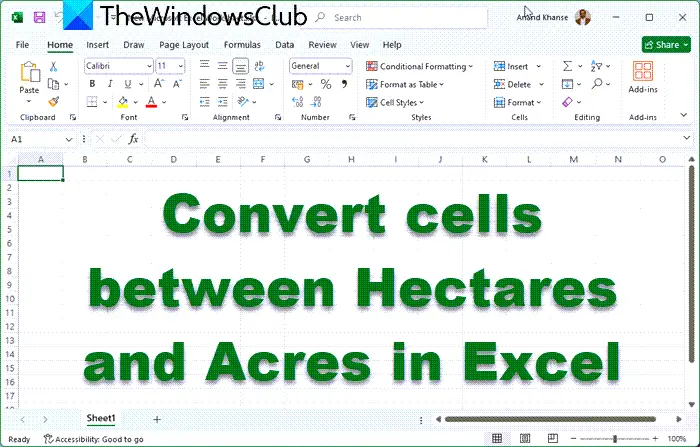 Convert cells between Hectares and Acres in Excel