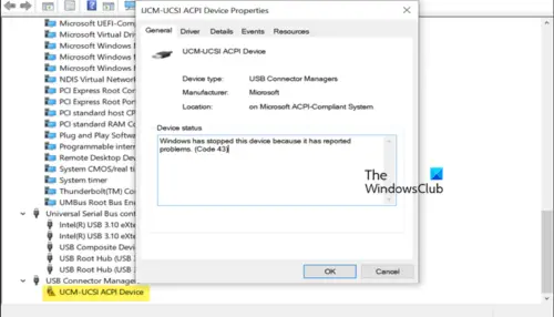 UCM-UCSI ACPI Device Driver Error in Windows 11/10