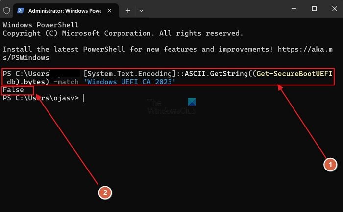 Verify Windows UEFI CA 2023 update using Powershell