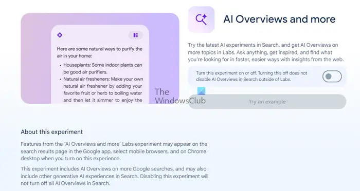 AI Overviews Google Labs