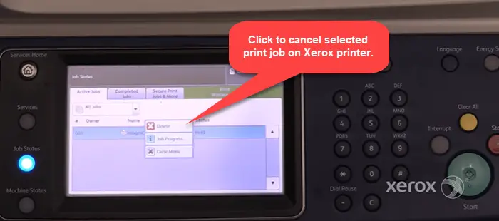 Cancel Print Job on Xerox printers
