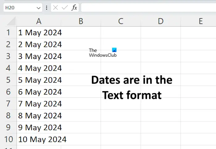 Dates are in Text format