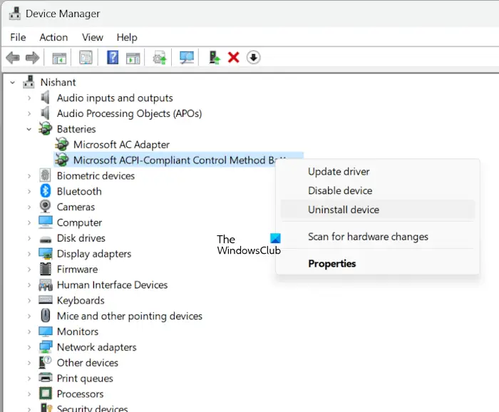 Disable enable Microsoft ACPI-Compliant driver