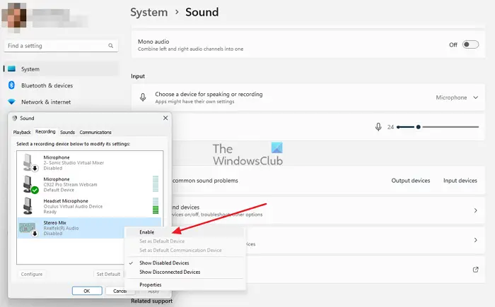 Enable stereo sound in Windows
