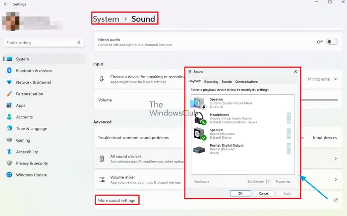 Open the Windows Classic Soundbar