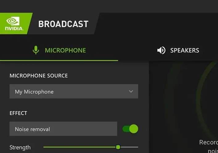 NVIDIA Broadcast Microphone control