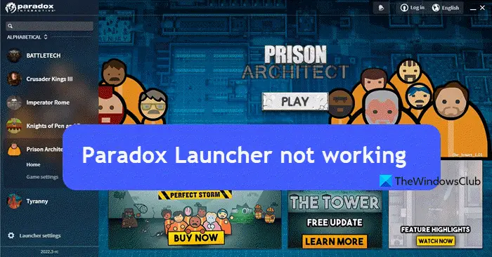 Paradox Launcher not working