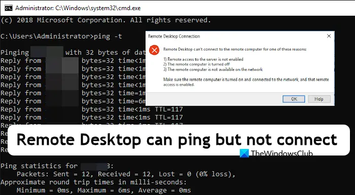 Remote Desktop can ping but not connect