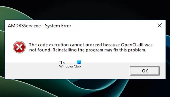 AMDRSServ.exe System error