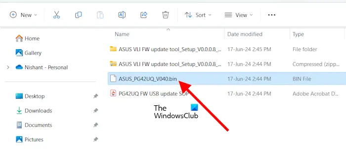 ASUS monitor firmware update file