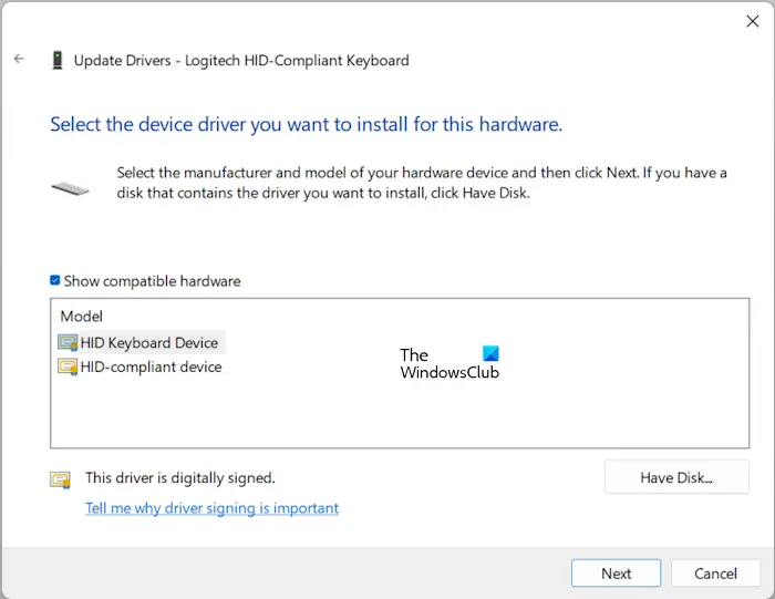 Install another version of keyboard driver