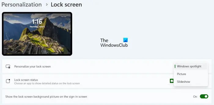 Personalize lock screen Windows 11