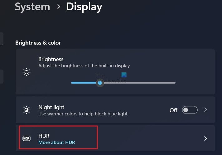 Select HDR From Display Settings