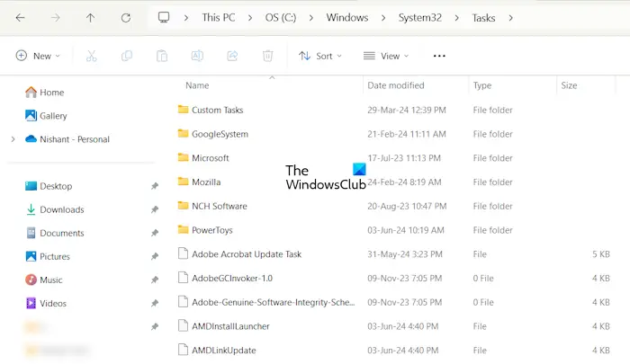 Tasks location in Windows