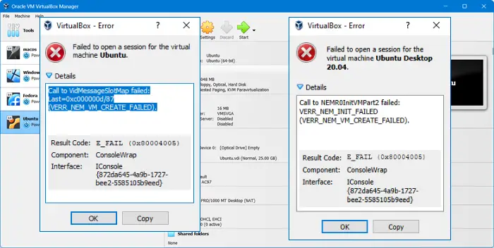 VERR_NEM_VM_CREATE_FAILED VirtualBox fails to start
