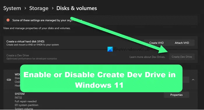 Enable or Disable Create Dev Drive in Windows 11