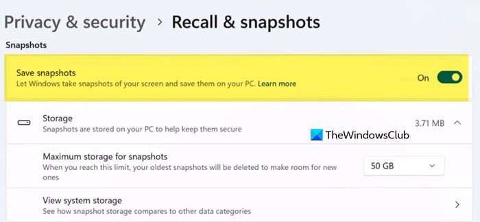 Enable or Disable Recall Snapshots in Windows 11