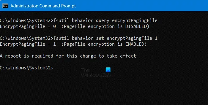 Enable or Disable Virtual Memory Paging File Encryption