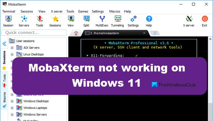 MobaXterm not working