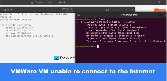 VMWare VM unable to connect to the Internet
