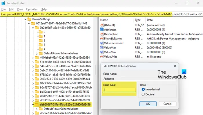 AHCI Link Power Management setting Registry