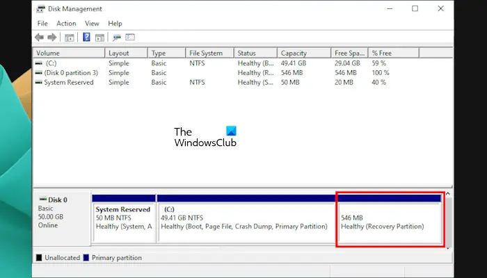Add a Recovery Partition on Windows