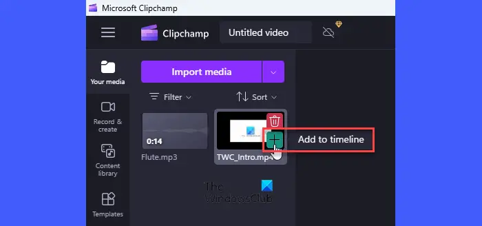 Add media to timeline Clipchamp