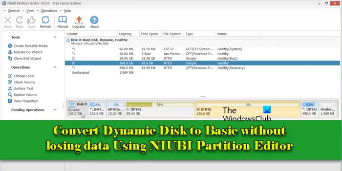 Convert Dynamic Disk to Basic Using NIUBI Partition Editor