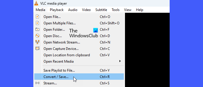 Convert option in VLC