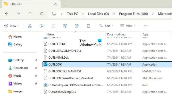 Create Outlook Desktop shortcut