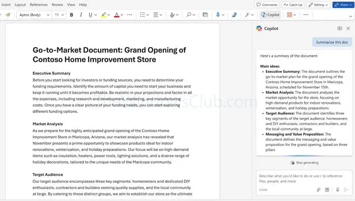 Microsoft Copilot in Ms Word