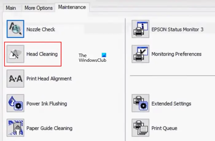 Perform Head Cleaning Epson Printer