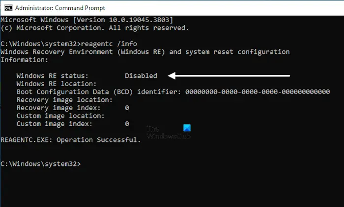 Recovery Partition status cmd