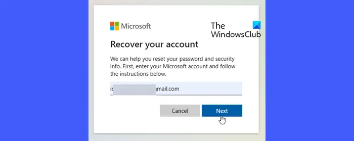 Resetting password using Microsoft Online