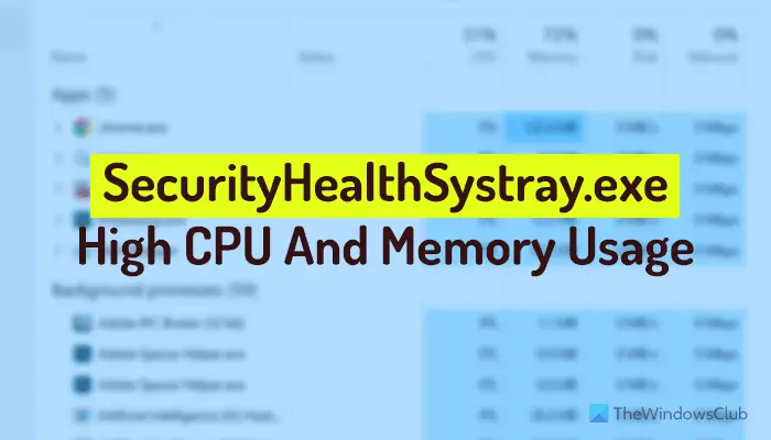 SecurityHealthSystray.exe high CPU and Memory usage in Windows 11/10