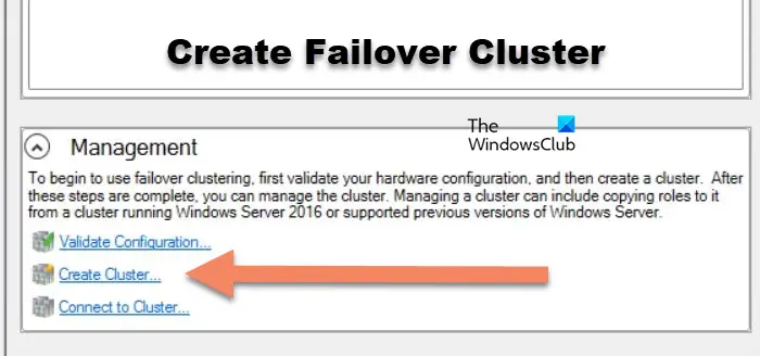 create a failover cluster