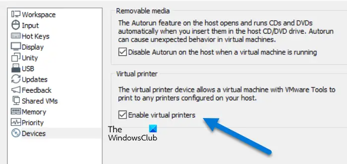 use a Host Configured Printer on a VMware Workstation VM