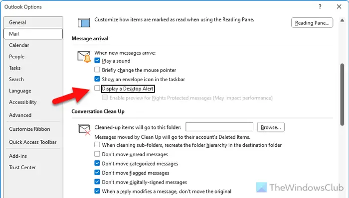 How to get notifications for subfolders in Outlook