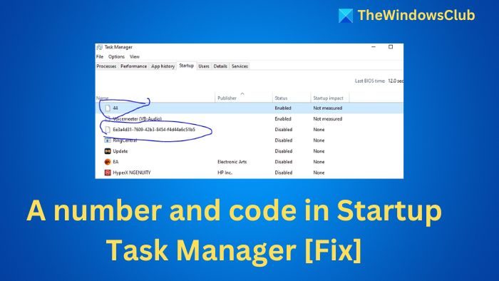 A number and code in Startup Task Manager Fix