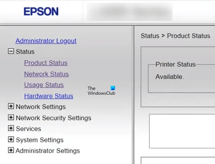 Change Epson Printer password