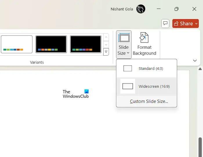 Change page layout in PowerPoint