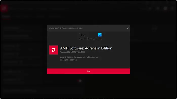 Check AMD Software version