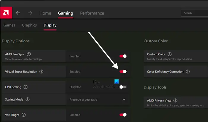 Enable Virtual Super Resolution AMD