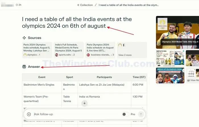 Generating a Table From Search Results in Perplexity Ai