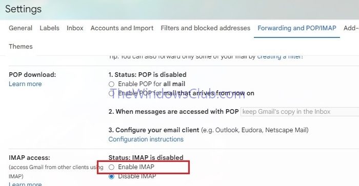 Gmail Enable Imap Settings