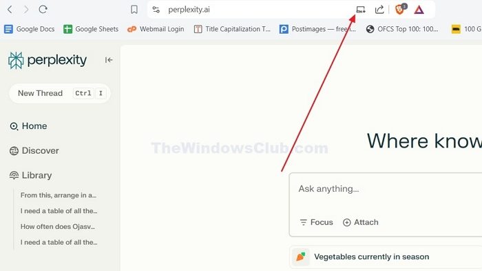 Install Perplexity Progressive Web App on your Windows computer