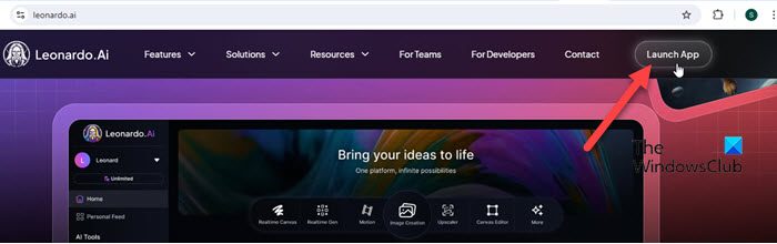 Launch App Leonardo AI